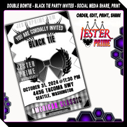 Editable Black Tie Party Invitation - Plaid Bowtie