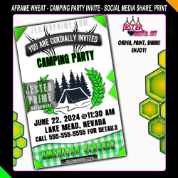 Editable Camping Party Invitation - Picnic Tent Wheat