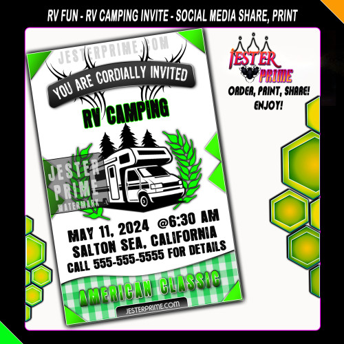 Editable Camping Party Invitation - RV Camping Party