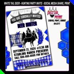 Editable Hunting Party Invitation - Picnic Deer Hunter