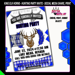 Editable Hunting Party Invitation - Picnic Elk Horns