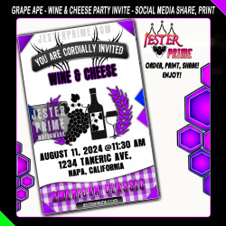 Editable Wine Party Invitation - Picnic Grape Glass