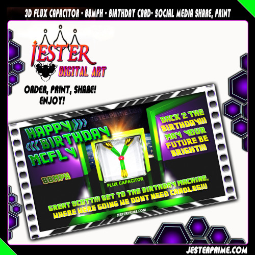 3D Flux Capacitor Birthday Card - 88MPH - Printable Birthday Card