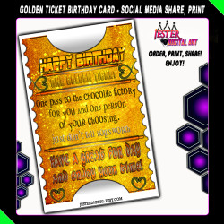 2D Golden Ticket Birthday Card - Gold dust - Printable Birthday Card