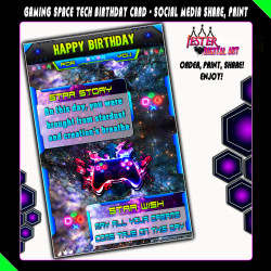 Gaming Tech Space Birthday Card - Printable Birthday Card 