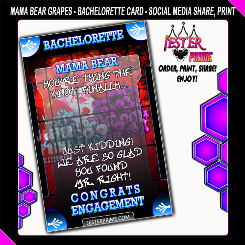 Bachelorette Card - Hearts Grapes - Printable Bachelorette Card