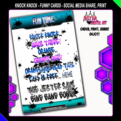 Funny Card - Knock Knock, Ink Splatter - Printable Funny Card 