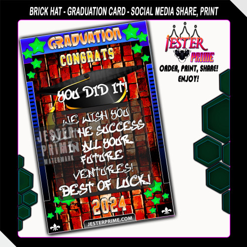 Graduation Card - Bricks Hats - Printable Graduation Card 