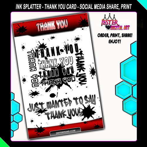 Thank You Card - Ink Splater - Printable Thank You Card