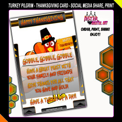 Thanksgiving Card - Turkey Pilgrim - Printable Thanksgiving Card