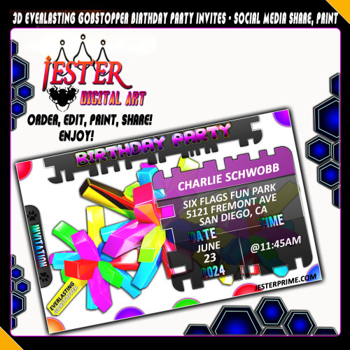 3D Everlasting GobStopper - Editable Birthday Party Invitation