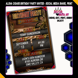 Editable Birthday Party Invitation - Aloha Cigars