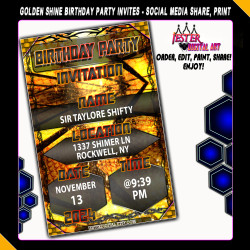 Editable Birthday Party Invitation - Golden Shine 