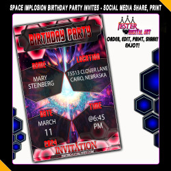 Editable Birthday Party Invitation - Space Spark Implosion