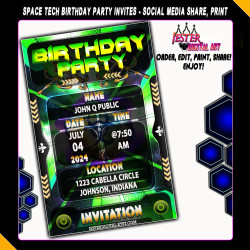 Editable Birthday Party Invitation - Space Tech 