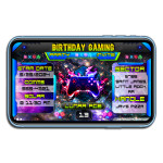 Kids 3D Gaming Birthday Party Invitation - Editable Horizontal - Console Madness