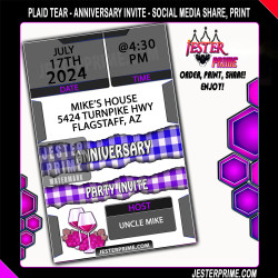 Editable Anniversary Party Invitation - Plaid Rip