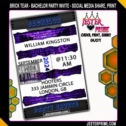 Editable Bachelor Party Invite - Brick Tear 1- Printable Bachelor Party Invitations