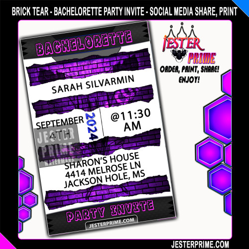 Editable Bachelorette Party Invitation - Brick Tear