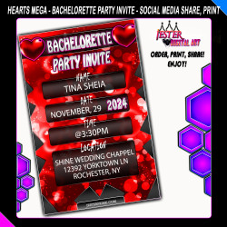 Editable Bachelorette Party Invitation - Hearts Galore