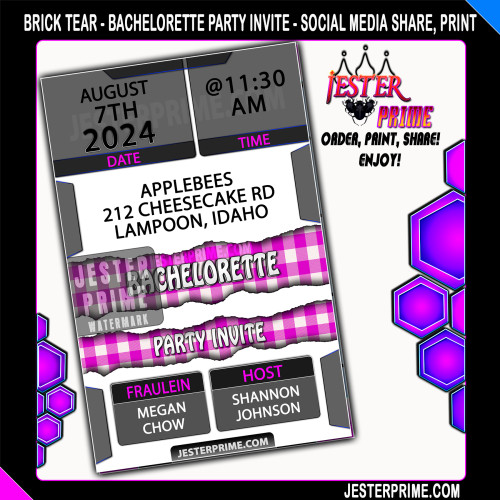 Editable Bachelorette Party Invitation - Plaid Tear