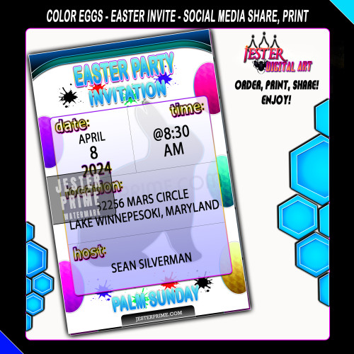 Editable Easter Party Invitation - Bunny Shadow Eggs