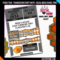 Editable Thanksgiving Party Invitation - Plaid Tear - Printable Thanksgiving Party Invite