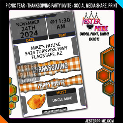 Editable Thanksgiving Party Invitation - Plaid Tear - Printable Thanksgiving Party Invite