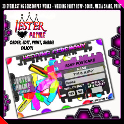 3D Everlasting Gobstopper Willy Wonka - Editable Wedding Party Invitation RSVP