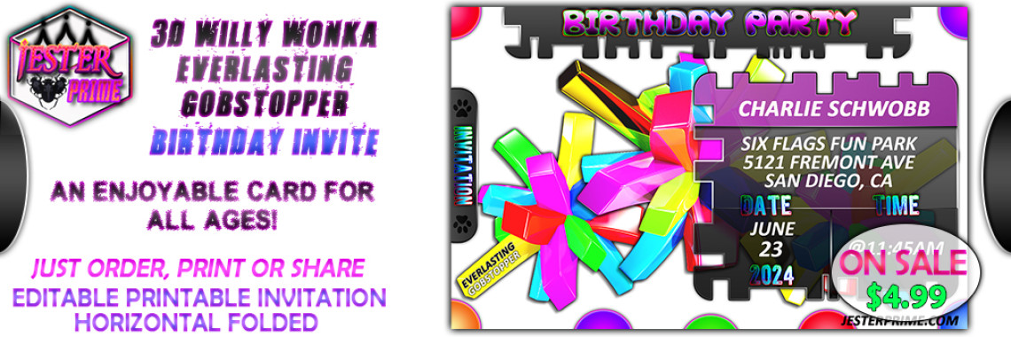 3D Everlasting Gobstopper Birthday Invite