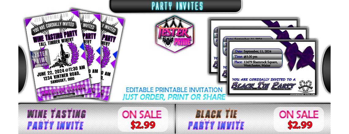 Wine / Black Tie party Invites